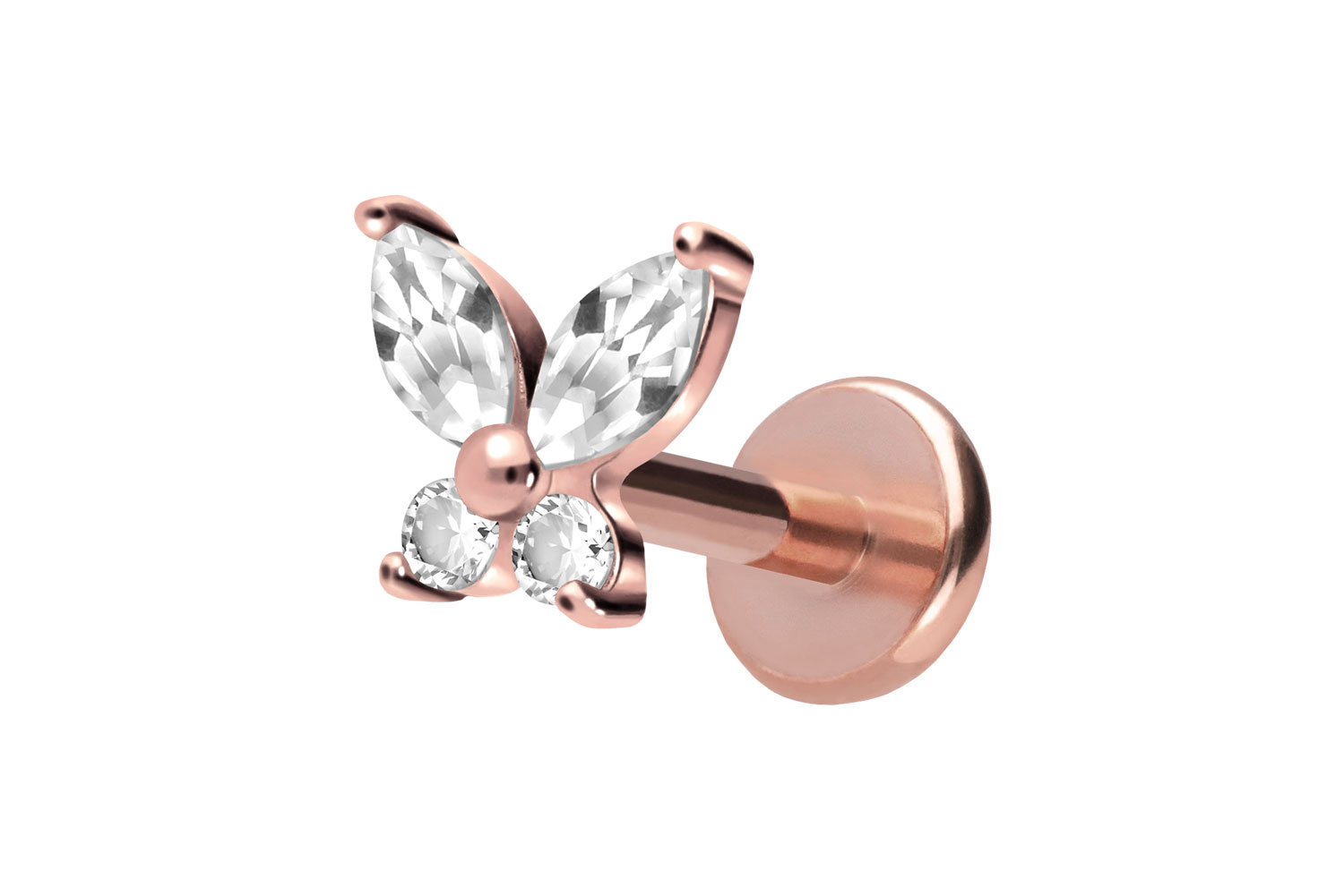 Titan Labret Piercing mit Push Fit KRISTALLSCHMETTERLING